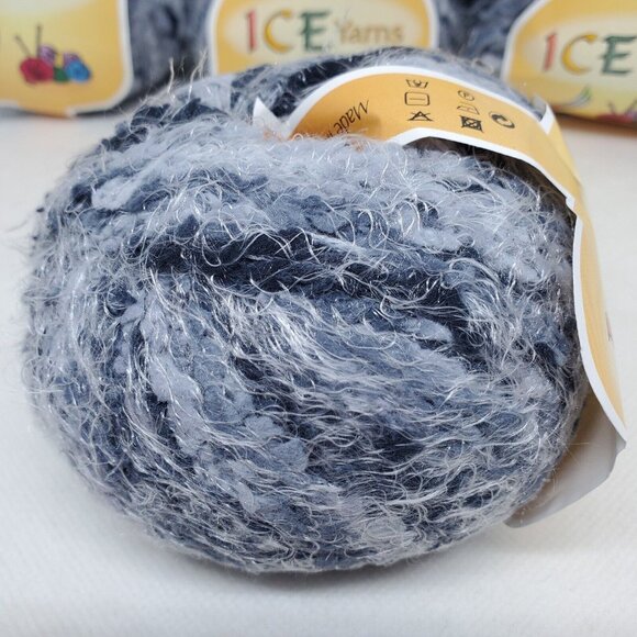 Lot of 5 Vintage Ice Yarns Light Med Dark Gray Worsted Brushed Mohair 50g Skeins - Picture 2 of 7